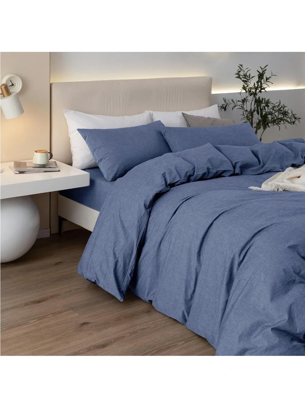 NEW Twin Washed Cotton Zippered Duvet Cover Set, 2-Piece, Relaxed Linen Feel.
